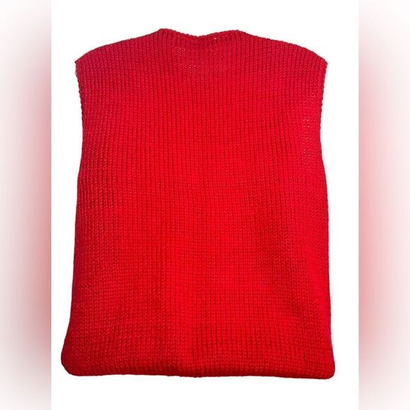 Vintage Crochet Cable Knit Sleeveless Vest Red Medium - Picture 3 of 12